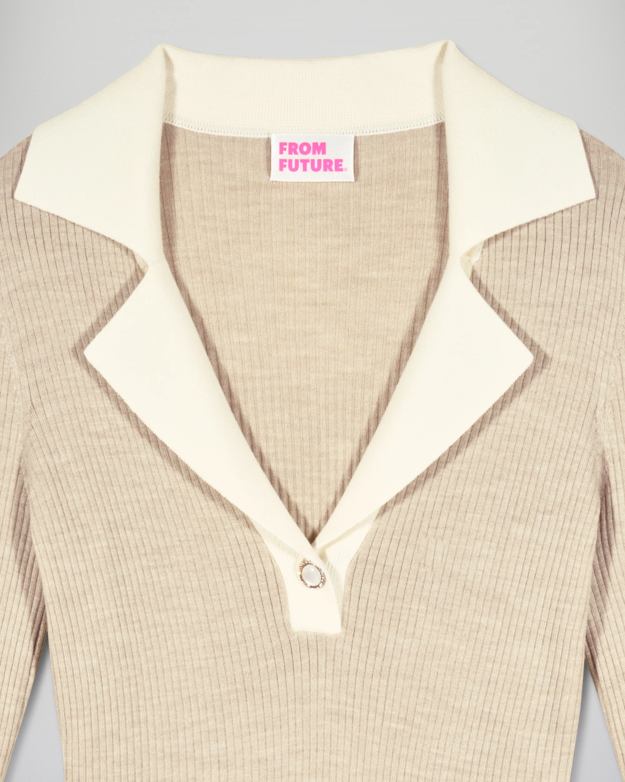 Tailored Collar Top (H25 / WOMEN / Beige Marl / RWS) - Image 6