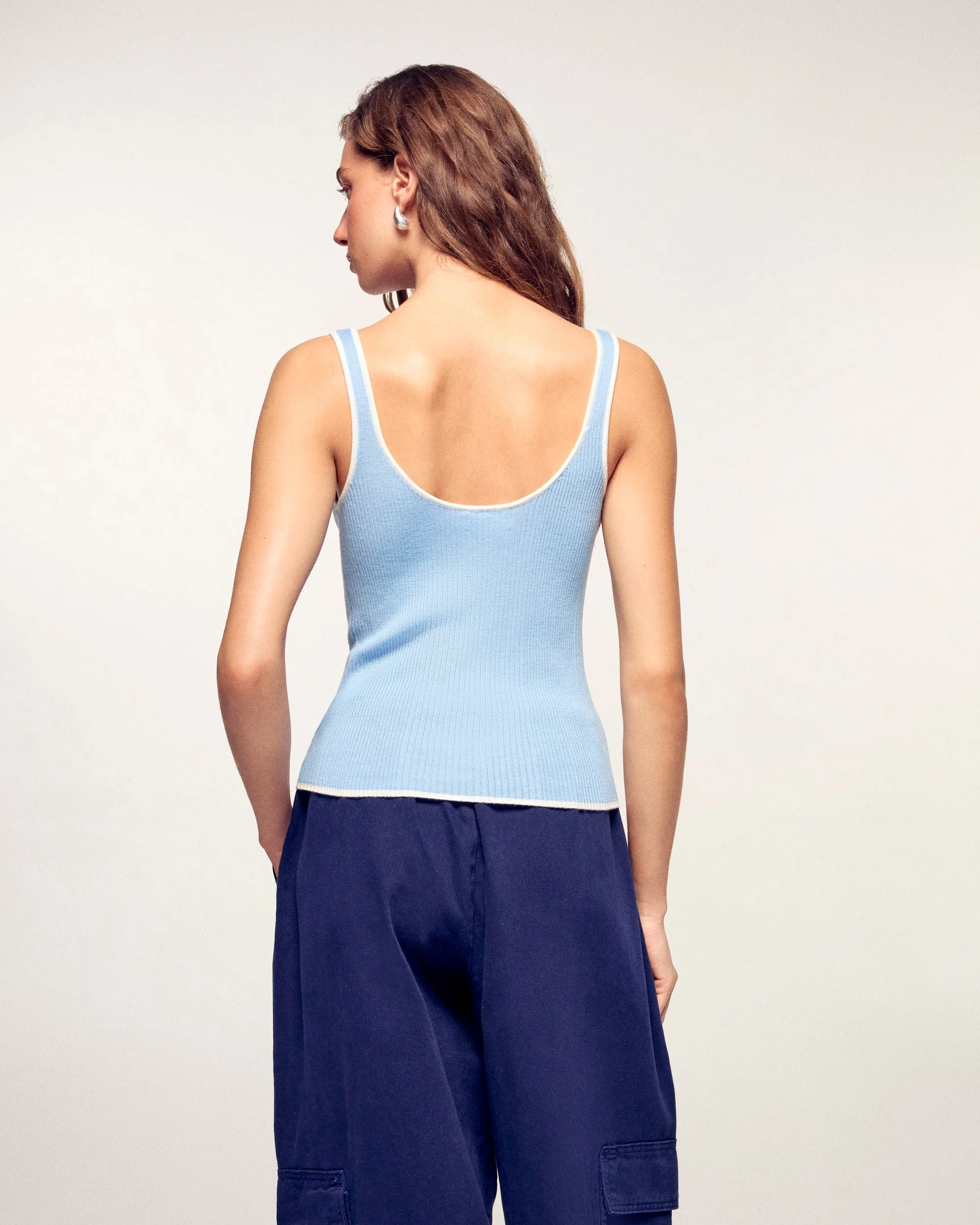 Tank Top with Straps and Contrasting Trim (S26 / FEMME / Baby Blue / RWS) - Image 4