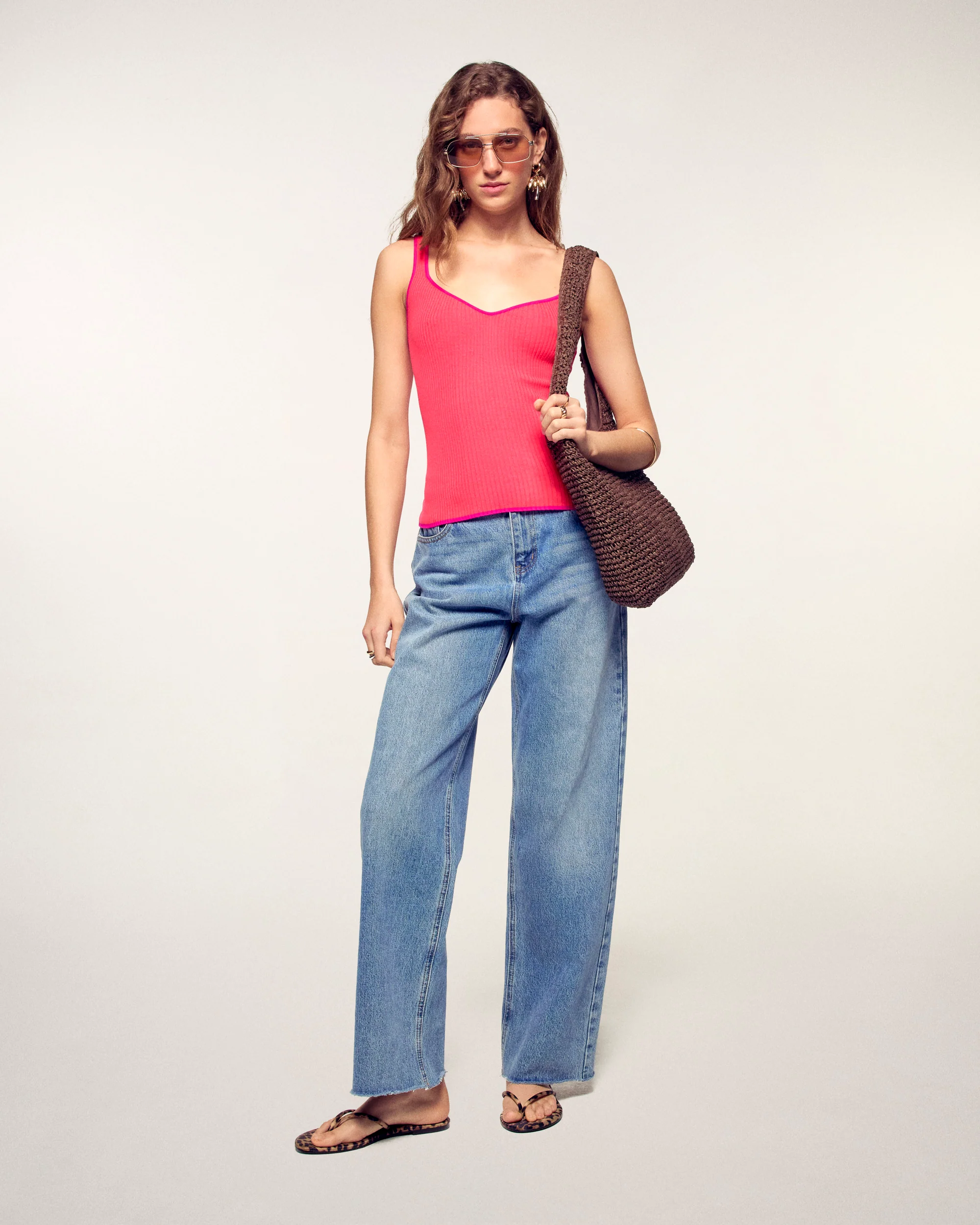 Tank Top with Straps and Contrasting Trim (S26 / FEMME / Love Coral / RWS) - Image 3