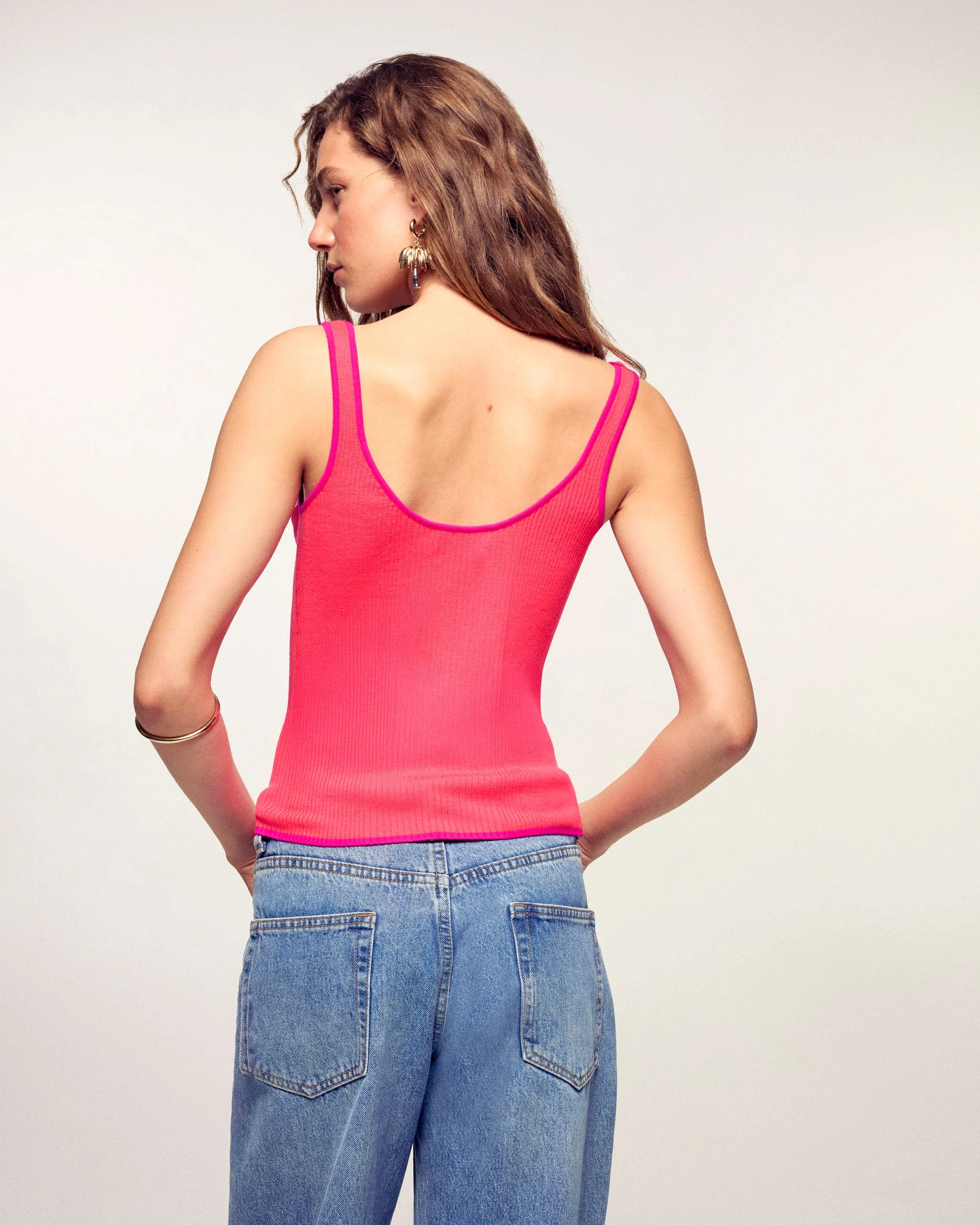 Tank Top with Straps and Contrasting Trim (S26 / FEMME / Love Coral / RWS) - Image 4