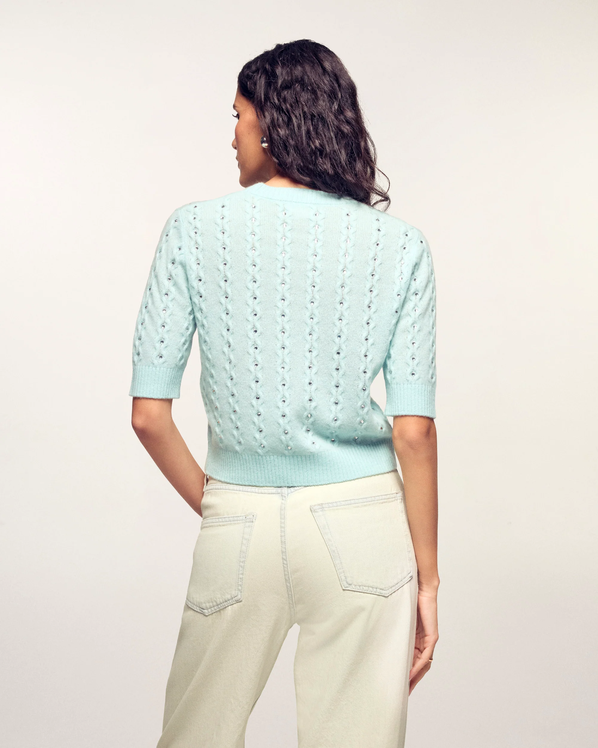 Rhinestone Short Sleeve Top (S26 / FEMME / Star blue) - Image 3
